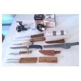 Shakespeare & Zebco Reels w/ (7) Fishing Knives