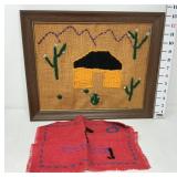 Framed Burlap Needlework Art