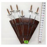 (6) Vintage Kabob Swords w/Holder