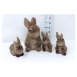 (4) Vintage Brown Flocked Bunnies (1) Bank
