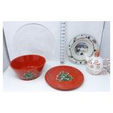 Christmas Serving Dishes & Candy Cane Teapot