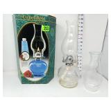 Etched Rose Oil Lamp w/Extra Shade