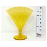 Steuben Art Glass Yellow Fan Shaped Vase
