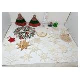 Crocheted Christmas Ornaments & Doily