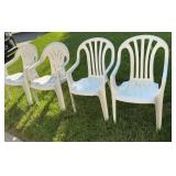 (4) White Plastic Chairs