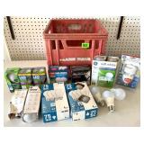 Assortment of Standard Base Light bulbs & Crate