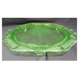 Uranium Green Glass Footed Depression Plate