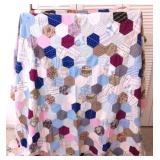 Vintage Handmade Honeycomb Hexagon Quilt