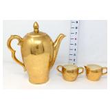 King Golden Teapot, Creamer & Sugar