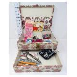 Vintage Sewing Box w/Accessories & Scissors