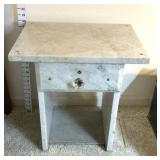 Vintage Marble Top Bedside Table with Drawer
