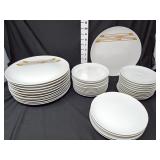 MCM White w/Gold Geometric/Monogramed Dishes