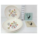 (4) Rhythm by Homer Laughlin Bowls & (2) "Pot