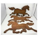 (3) Cedar Cut Out Horses - (1) Stained