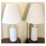 Pair of 32" White Ceramic Lamps