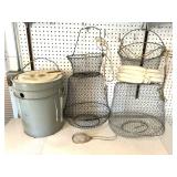 (2) Collapsible Fishing Baskets & 5 gal. Bait