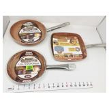 (3) Copper Chef Non-Stick Skillets