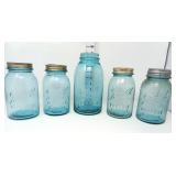 (5) Blue Ball Jars