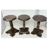 (3) Geometric Wooden Plant Stands - 11ï¿½ Tall