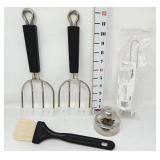 Pampered Chef Meat Lifters, Brush, Pastry Tool, &