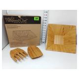 Pampered Chef Large Bamboo Square Bowl w/Salad