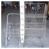 Wire 3 Shelf Rack & Folding Wire Basket On Wheels