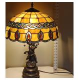 Tiffany Style Lamp w/Cherub Base