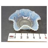 White Opalescent Glass Berry Bowl - Jeweled Heart