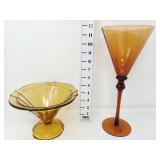 Amber 11 1/2" Martini Glass & Compote