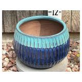 2 Toned Glazed Blue Ceramic Planter
