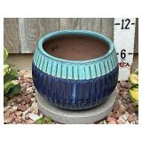 2 Toned Blue Ceramic Glazed Planter