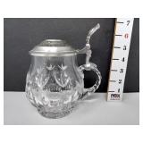 Zinn Cut Crystal Beer Stein w/Pewter Lid