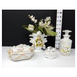 White Porcelain Perfume Bottle, Trinket Boxes, &