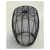 Black Metal Mesh Barrel Accent Table