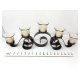 Black Metal Scroll Design Centerpiece Candle