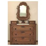 Victorian Dresser w/Tear Drop Pulls, Glove Box &