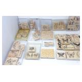 Wood Mounted Red Rubber Stamp Sets & Butterflies