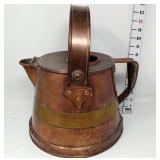 Large Heavy Copper & Brass Kettle - England