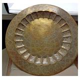 23" Engraved Brass Decorative Tray