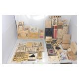 Wood Mounted Red Rubber Stamps - Backgrounds &