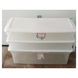 (2( 48 Qt. & (1) 90 Qt. Sterilite Bins