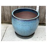 Blue Glazed Bottom Watering Ceramic Planter