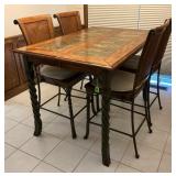 Counter Height Dining Table w/Twisted Metal Legs