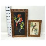 (2) Mexican Feathercraft Wooden Framed Folk Art
