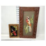 (2) Mexican Feathercraft Framed Bird Folk Art