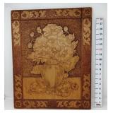 Vintage Pyrography Flemish Art Floral Still Life