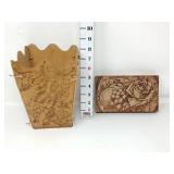 Vintage Pyrography Box & Basket w/Fruit