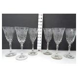 (6) Rock Sharpe Wheel Etched Stem Water Goblets