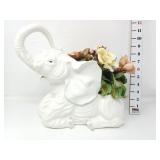 Ardult Elephant w/Porcelain Flowers - Made in