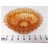 Fenton Marigold Carnival Glass Ribbon Bowl -